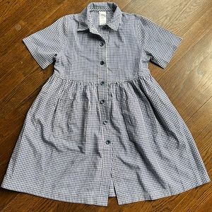 Blue gingham shirt dress